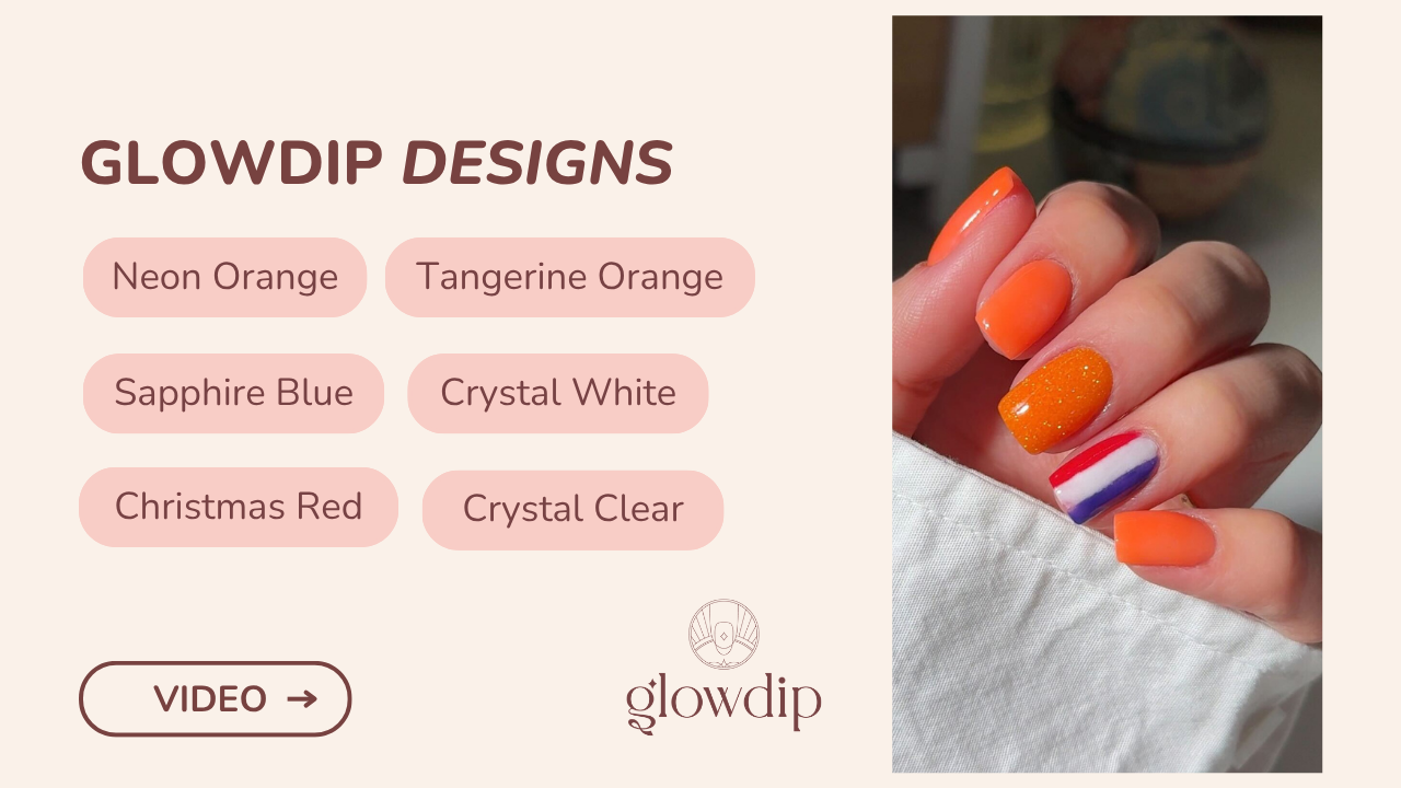 Neon Orange + Tangerine Orange + Sapphire Blue + Crystal White + Christmas Red