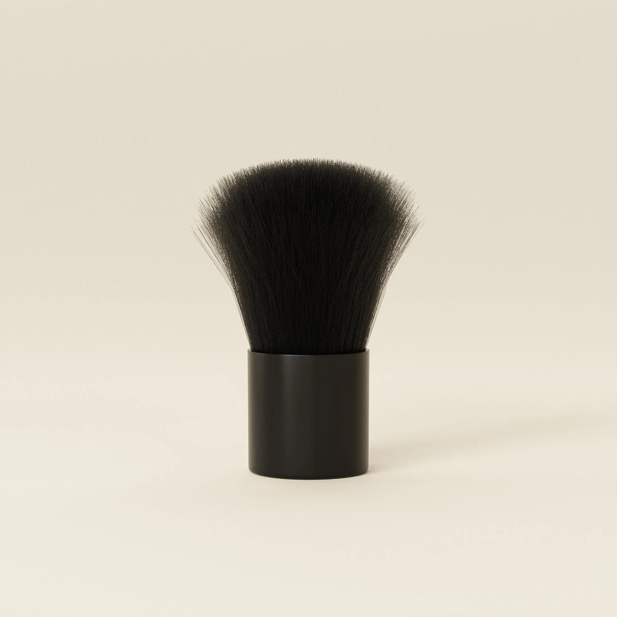 Zwarte synthetische borstel voor make-up met matte zwarte cilindrische handgreep model borstel